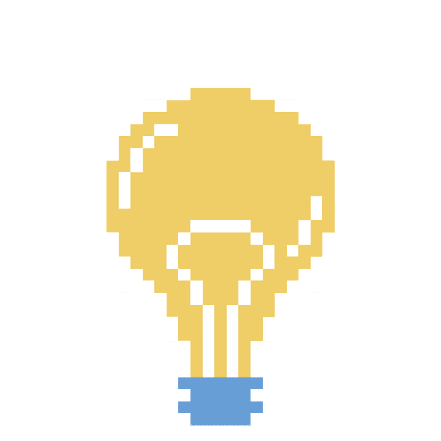 Pixelated lightbulb illistration
